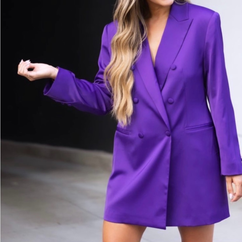Purple Double Breast Blazer Dress - size Small
